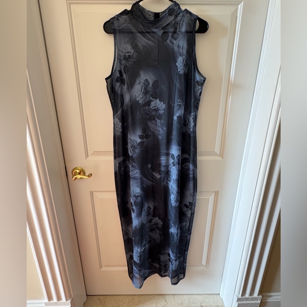Torrid Black and Gray Floral Midi Dress
